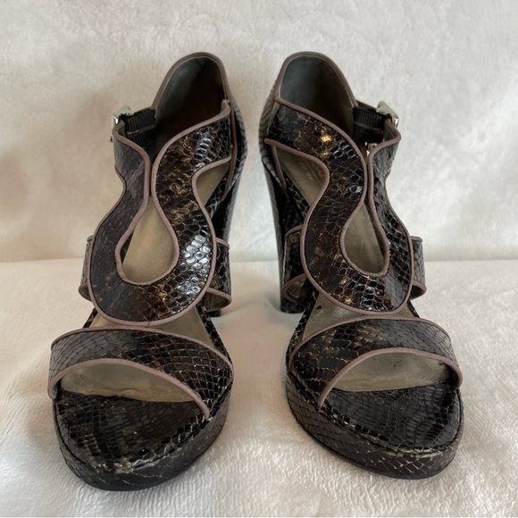 Coach Ivanah snakeskin print open toe heels shoes - Picture 3 of 11